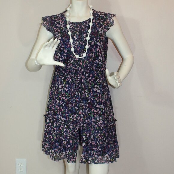 Saloni Bea Watercolor Blue Floral Button up lined  Dress woman's  US 8 - Picture 2 of 7